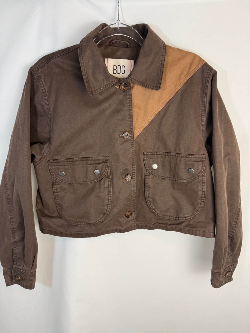 BDG Two-Tone Brown Cropped Utility Jacket